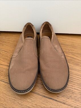 Men's Johnston & Murphy Perforated Slip-On Leather Casual Shoes - Tan Size 10.5